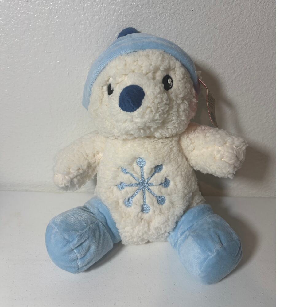 PetSmart NWT Journey Bear White Blue Snowflake Dog Toy Squeaker Plush 2025